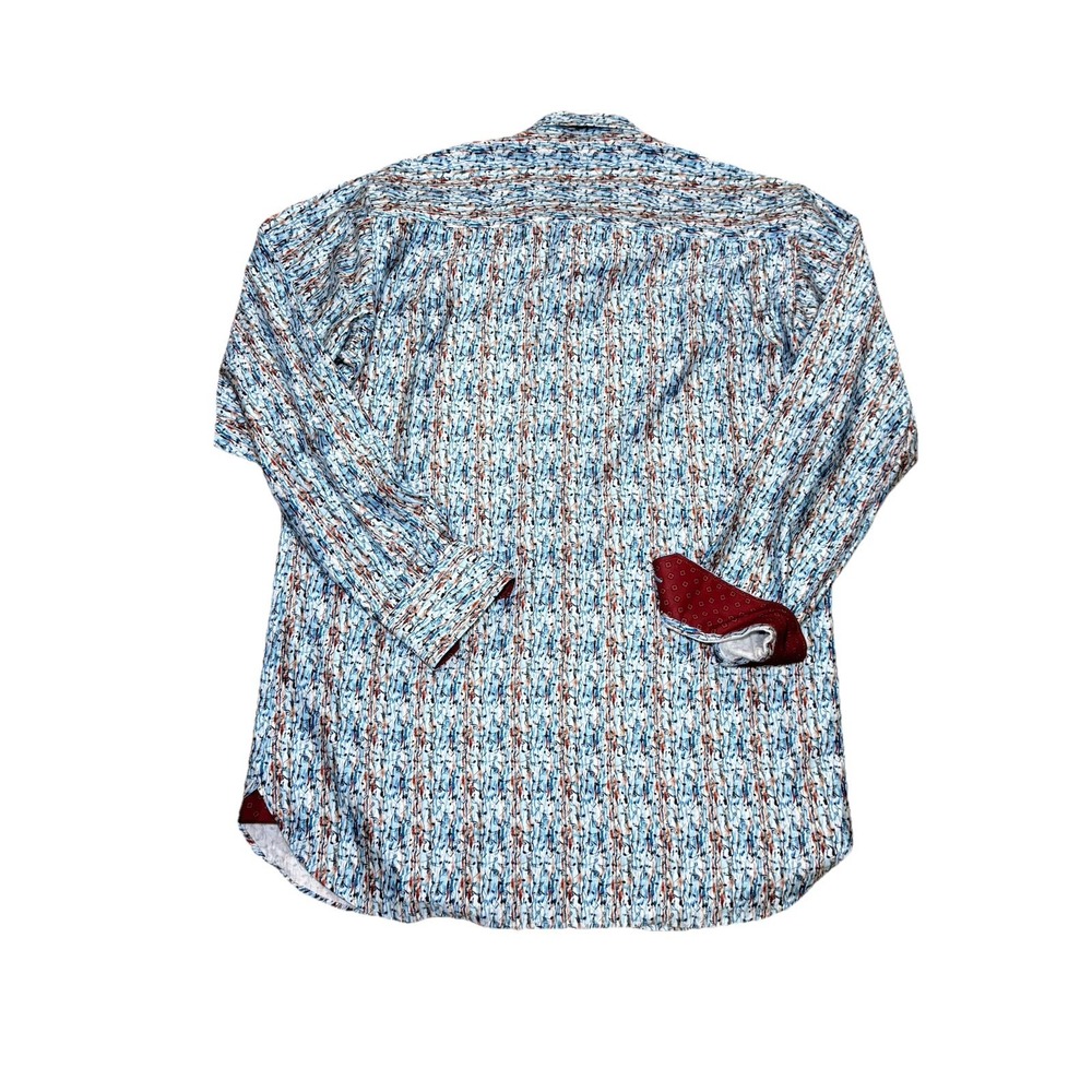 Visconti Black Men's SZ LT  Water Color Musical‎ Notes LS Button Up Shirt - Picture 2 of 13